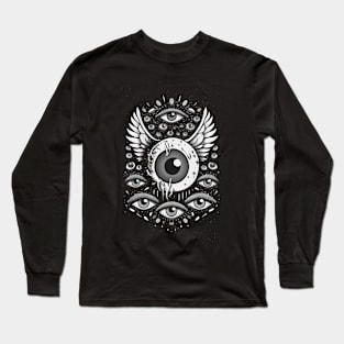 Spooky Eyes and Angel Wings Long Sleeve T-Shirt